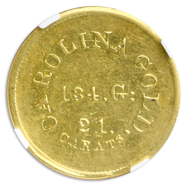 (1842-50) $5 A. BECHTLER 134G 21C NGC AU53 CAC