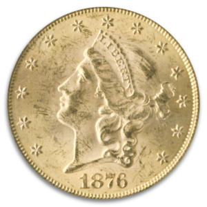 1876 $20 Libertry PCGS MS62 CAC +