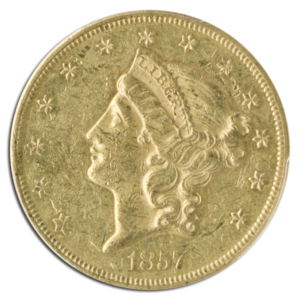 1857-O $20 Liberty PCGS AU55