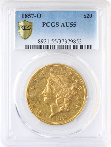 1857-O $20 Liberty PCGS AU55 1857-O $20 Liberty PCGS AU55