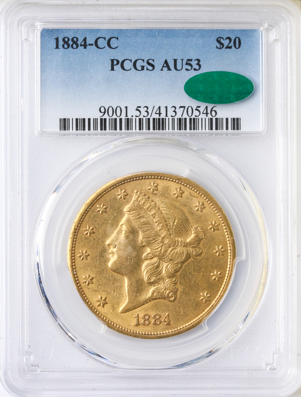 1884-CC $20 Liberty PCGS AU53 CAC