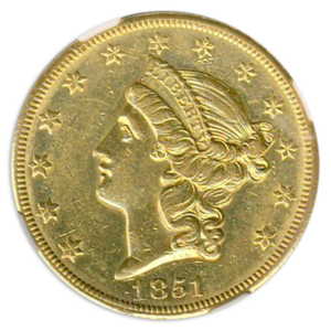 1851-O $20 Liberty NGC AU58