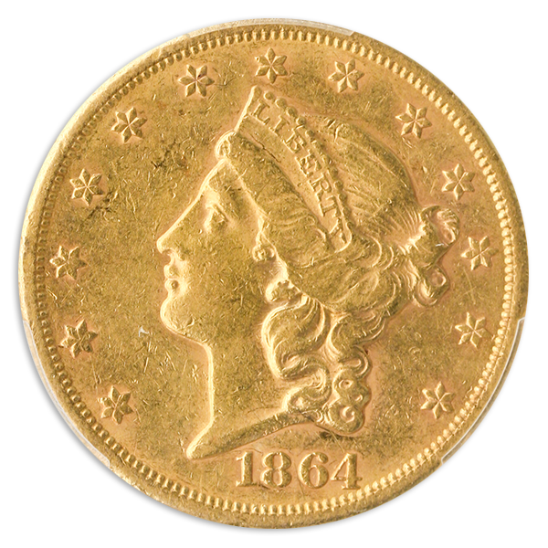 1864-S $20 Liberty PCGS AU55 1864-S $20 Liberty PCGS AU55