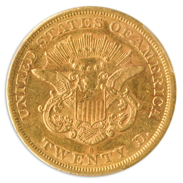 1864-S $20 Liberty PCGS AU55 1864-S $20 Liberty PCGS AU55