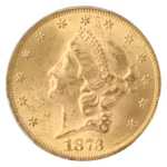 1873 $20 Liberty Open 3 PCGS MS63 CAC +