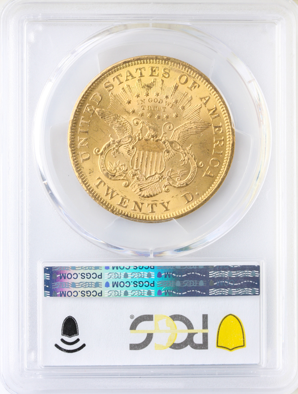 1873 $20 Liberty Open 3 PCGS MS63 CAC +