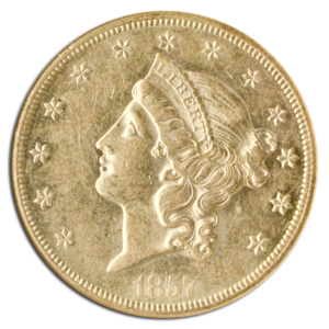 1857-S $20 Liberty S.S. Republic NGC AU55