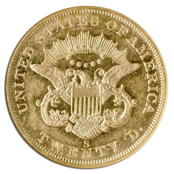 1857-S $20 Liberty S.S. Republic NGC AU55