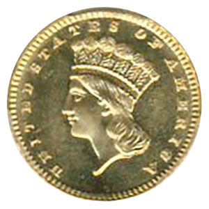 1889 $1 Gold JD-2 Low Date PCGS PR65 CAC