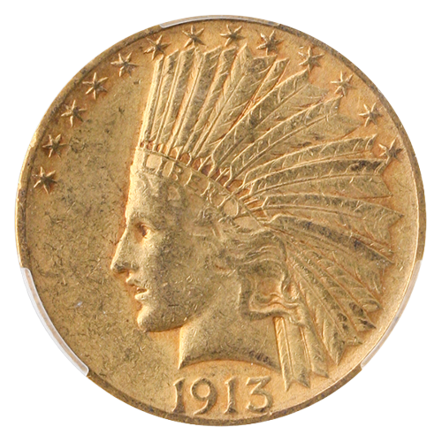 1913-S $10 Indian CACG AU55 1913-S $10 Indian CACG AU55