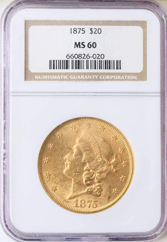 1875 $20 Liberty NGC MS60