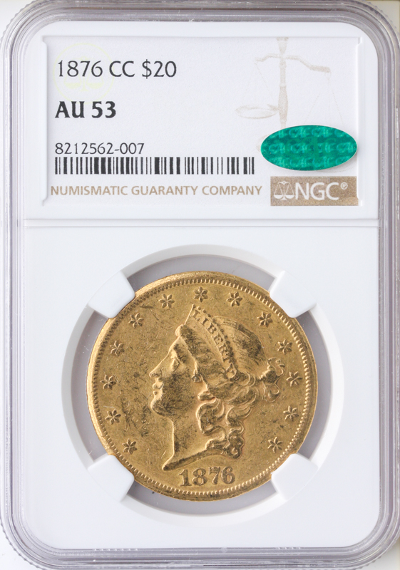 1876-CC $20 Liberty NGC AU53