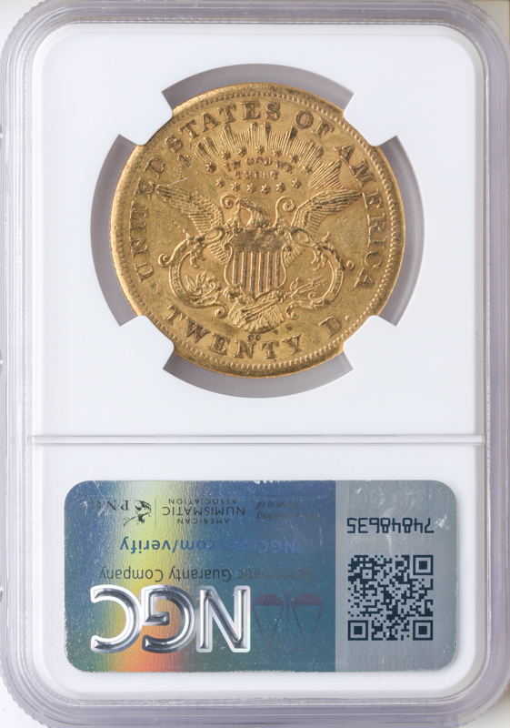 1876-CC $20 Liberty NGC AU53