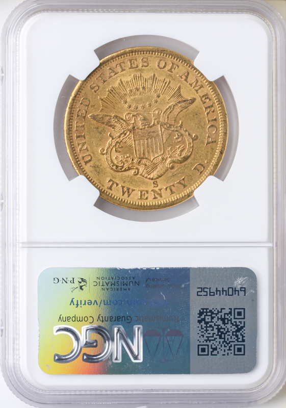 1863-S $20 Liberty NGC AU55 CAC
