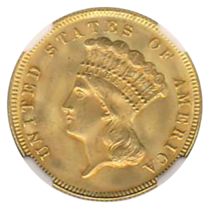 1878 $3 Gold NGC MS65 CAC