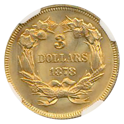 1878 $3 Gold NGC MS65 CAC
