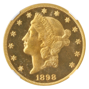 1898 $20 Liberty NGC PR64 CAC +