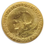 1915-S $50 Panama Pacific Round NGC MS64 CAC