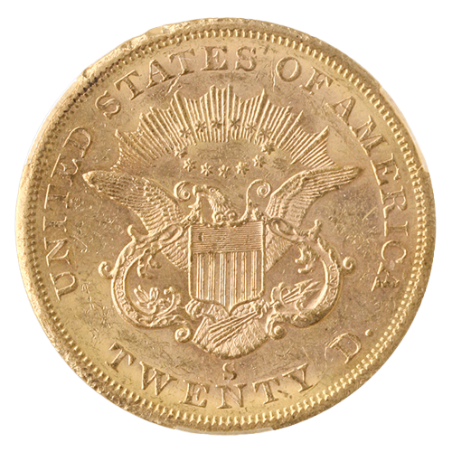 1858-S $20 Liberty CACG MS61 1858-S $20 Liberty CACG MS61