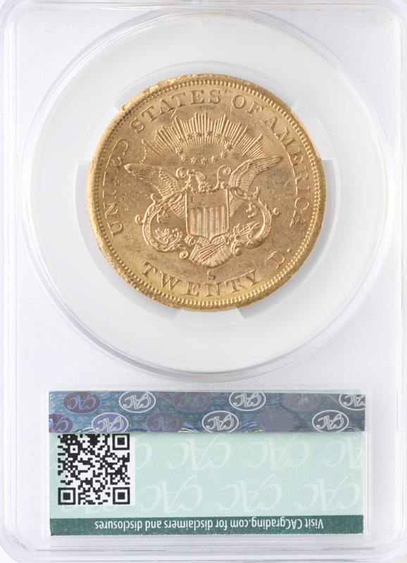 1858-S $20 Liberty CACG MS61 1858-S $20 Liberty CACG MS61