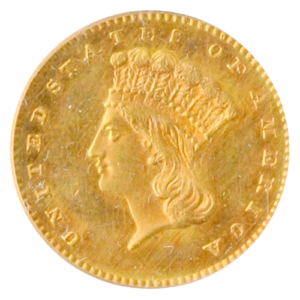 1867 $1 Gold PCGS MS65