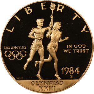 1984 S OLYMPICS $10 PF Obverse