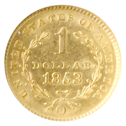 1853-O $1 Gold NGC MS61