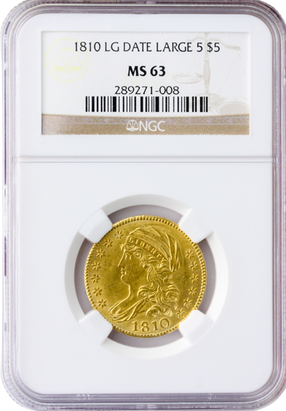 1810 $5 Capped Bust Large Date Large 5 NGC MS63