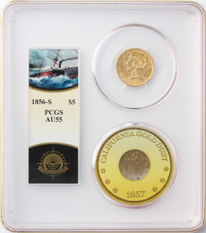 1856-S $5 Liberty SSCA Pinch Of Dust PCGS AU55