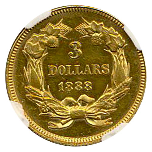 1888 $3 Indian Princess NGC PR63 Cameo CAC