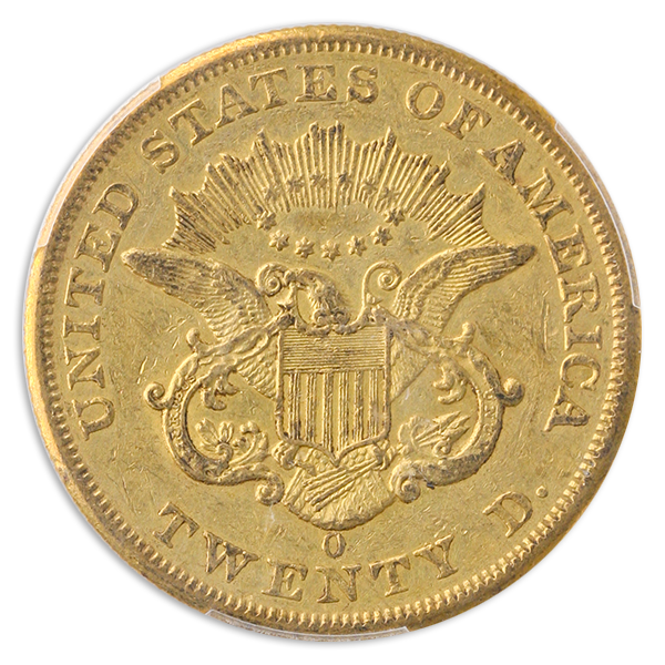 1852-O $20 Liberty PCGS AU50 CAC 1852-O $20 Liberty PCGS AU50 CAC
