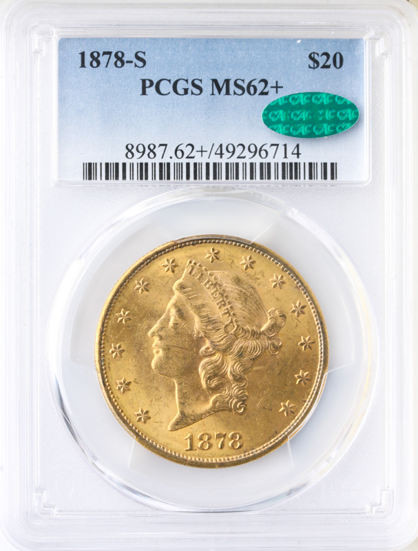 1878-S $20Liberty PCGS MS62 CAC +