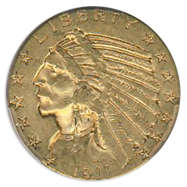 1911-D $5 Indian PCGS AU53 CAC 1911-D $5 Indian PCGS AU53 CAC