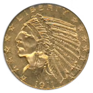 1911-D $5 Indian PCGS MS62 CAC