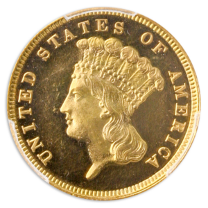 1884 $3 Indian Princess PCGS PR64 Cameo CAC