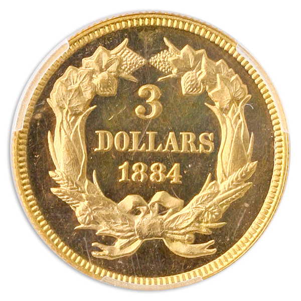 1884 $3 Indian Princess PCGS PR64 Cameo CAC