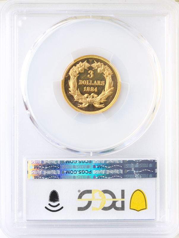 1884 $3 Indian Princess PCGS PR64 Cameo CAC