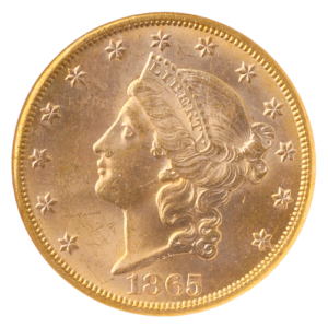 1865-S $20 Liberty Brother Jonathan NGC MS64 CAC