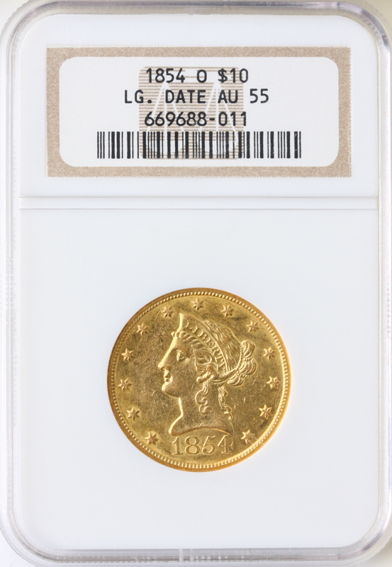 1854-O $10 Liberty NGC AU55