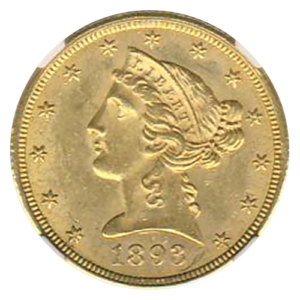 1893-O $5 Liberty NGC MS62 CAC +