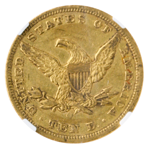 1854-O $10 Liberty Large Date NGC AU53 CAC
