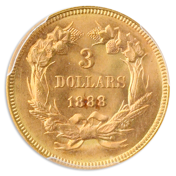1888 $3 Indian Princess PCGS MS65 CAC +