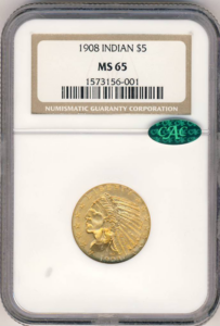 1908 $5 Indian NGC MS65 CAC