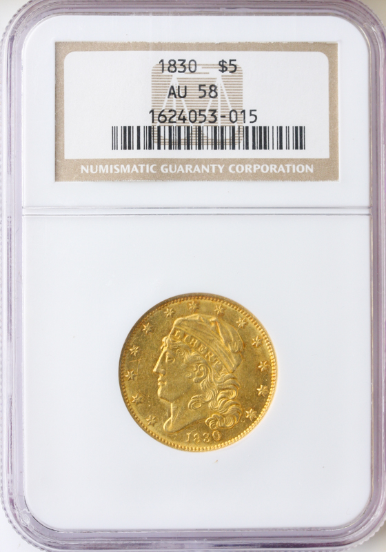 1830 $5 Capped Bust NGC AU58