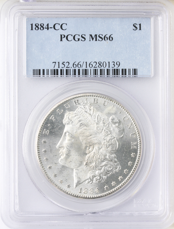 1884-CC Morgan $1 Silver Coin PCGS Mint State 66(MS66)