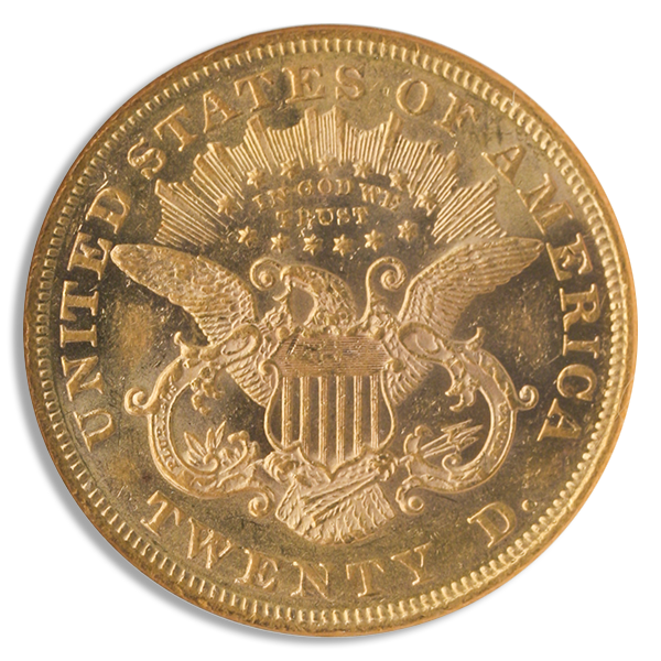 1872 $20 LIberty NGC AU58
