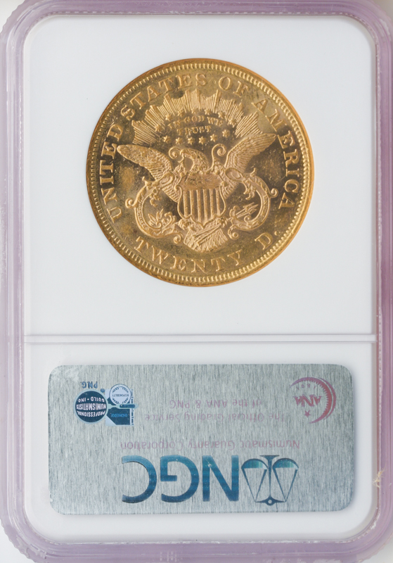 1872 $20 LIberty NGC AU58