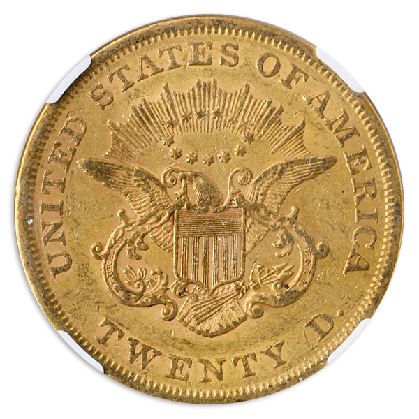 1851 $20 Liberty NGC AU53 CAC