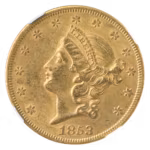 1853/1–3 $20 Liberty NGC AU55 + CAC