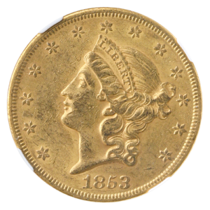 1853/1--3 $20 Liberty NGC AU55 + CAC